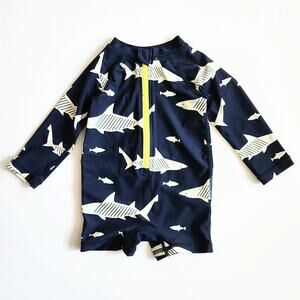 Tea Collection	Infant Shark Rash Guard One Piece Swimsuit Size 6 months